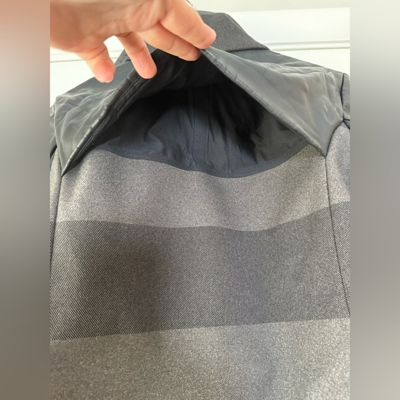 Lululemon Brisky Biker Sweat Life Faux Leather Black Soot Stripe Moto Jacket 8 - Picture 11 of 16